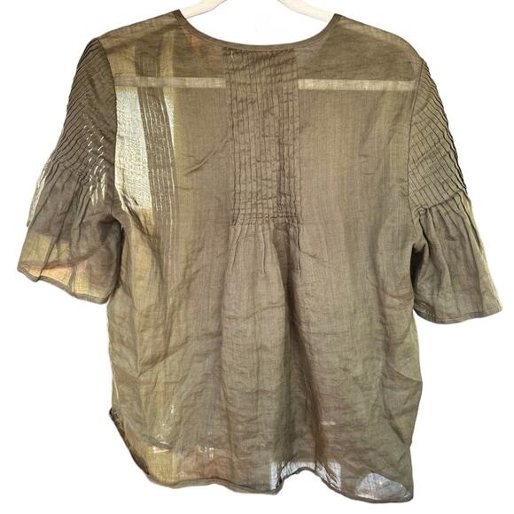 BANANA REPUBLIC Olive Green Sheer Blouse - Picture 3 of 7